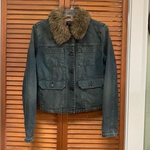 American Eagle Outfitters Jacket, Denim with Faux Fur Collar, Size M